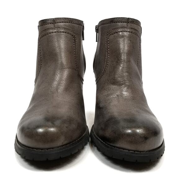 Clarks Women's Gray Stacked Heel Leather Ankle Boots Booties Size 9.5 - Picture 4 of 11